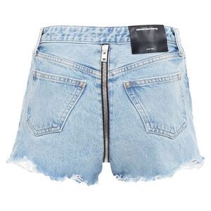 Alexander Wang Bite Zip Washed Denim Hot Pants Shorts